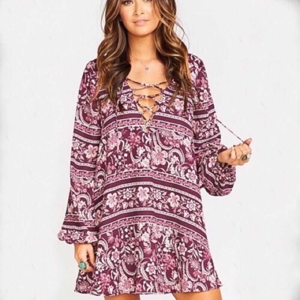 NWT Show Me Your Mumu Thunderbird Purple Plum Paisley Dress Size Medium